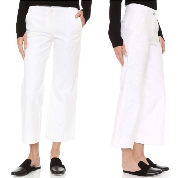Rag & bone Fey High-Rise Wide Leg Cropped Pants in white Size 4 - Picture 1 of 14